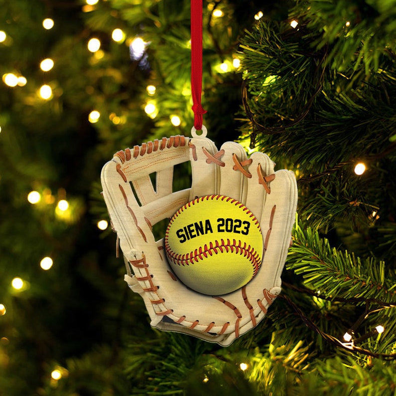 Personalized Softball Ornament, Custom Softball Ornaments, Softball Christmas Ornament, Sports Ornament Personalized, Sport Team Ornament