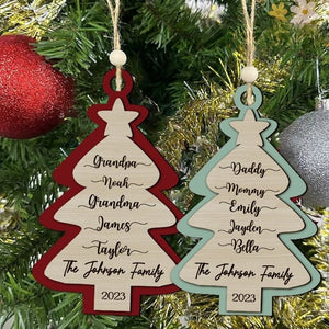 Christmas Name Ornament Tree Laser Cut, Christmas Ornament, Christmas Tree Family, 3-8 Family Members