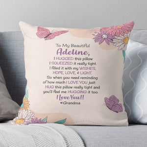 Personalized butterfly gifts granddaughter pillow from grandma customizable granddaughter gifts inspirational I hugged this pillow purple