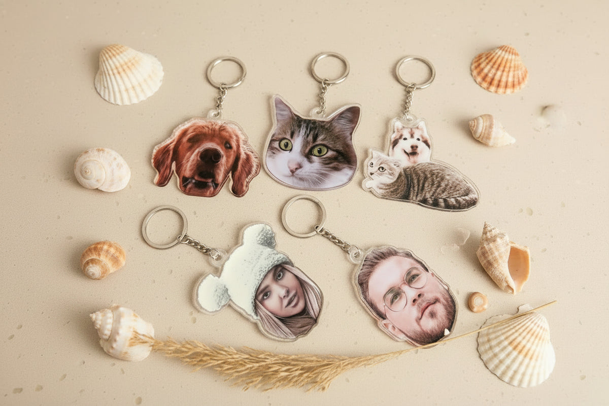 Custom Photo Keychain, Personalized Pet Portrait Keyring, Custom Acrylic Charm, Full-Color Logo Printing Ornaments, Christmas Gift For Her