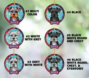 Personalized Schnauzer Ornament, Custom Schanuzer gift for Dog Lovers and Schnauzer Moms & Dads, Mini Schnauzer Acrylic Faux Stained Glass