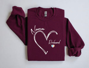 Custom Grandma Sweatshirt with Grandkids Names, Grandma Heart Sweat, Grandkids Name Shirt, Gift For Grandma, Nana Crewneck, Abuela Gifts