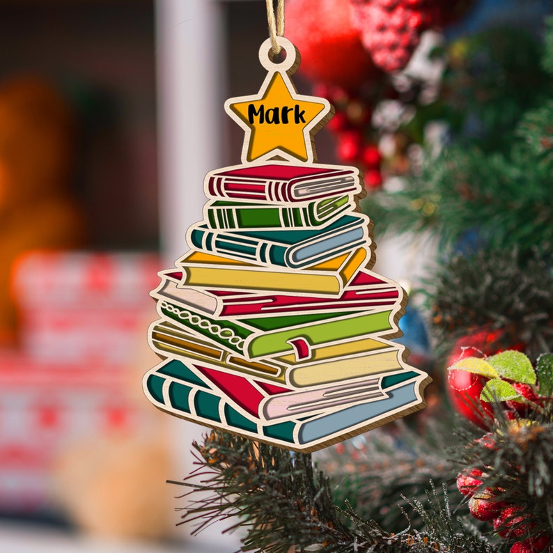 Book Ornament, Book Lover Ornament Laser Cut Ornament, Reader Ornament, Book Lover Gift, Book Christmas Tree, Book Christmas Ornament