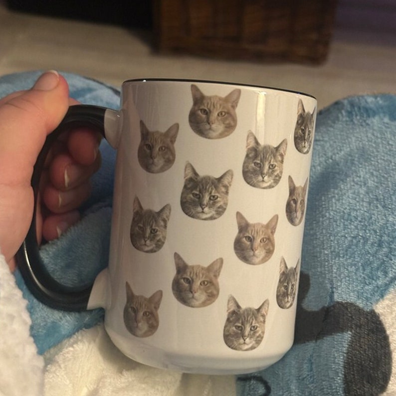 Personalized Cat Face Mug - Customized Cat Mug - Personalized Cat Photo Mug - Personalized Cat Lover Gift - Custom Pet Coffee Mug