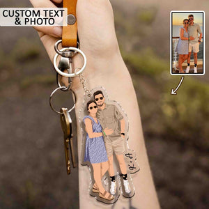 Valentine Gift For Him Boyfriend, Personalized Photo Keychain, Custom Faceless Portrait, Keychain For Boyfriend, Valentine Day Gift Idea