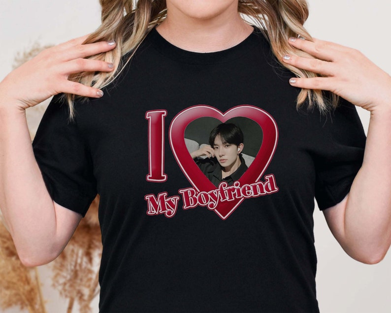 Personalized I Love My Boyfriend/Girlfriend Custom Photo T-Shirt, Customizable I Love My Boyfriend Shirt, Kpop Shirt, Gift for Kpop Fan