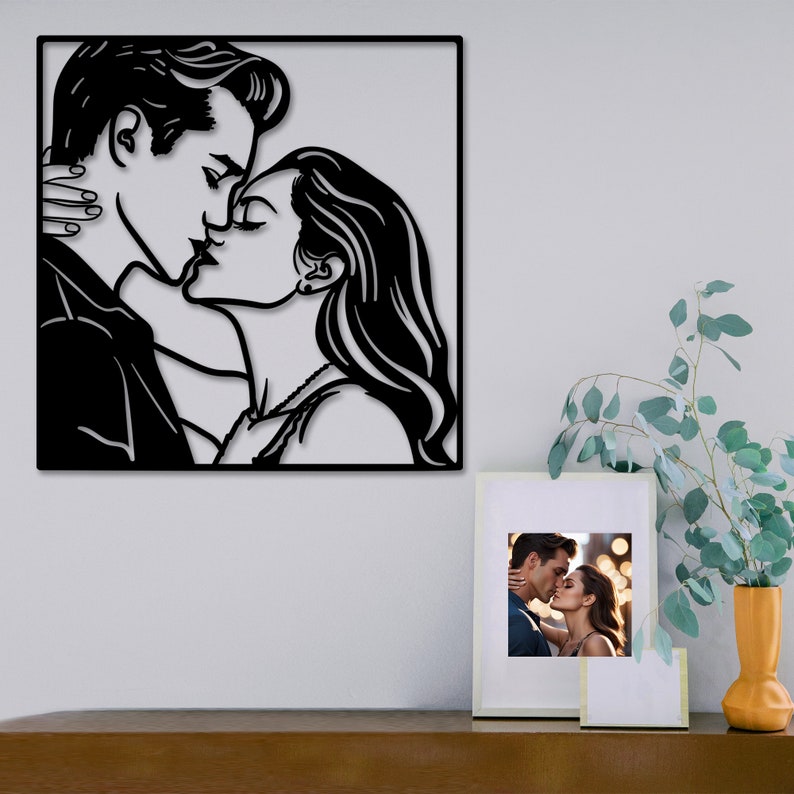 Custom Metal Portrait, Family Portrait Drawn Laser Cutting from Iron, Wall Decor, Personalized Portrait from Photo, Anniversary Gifts