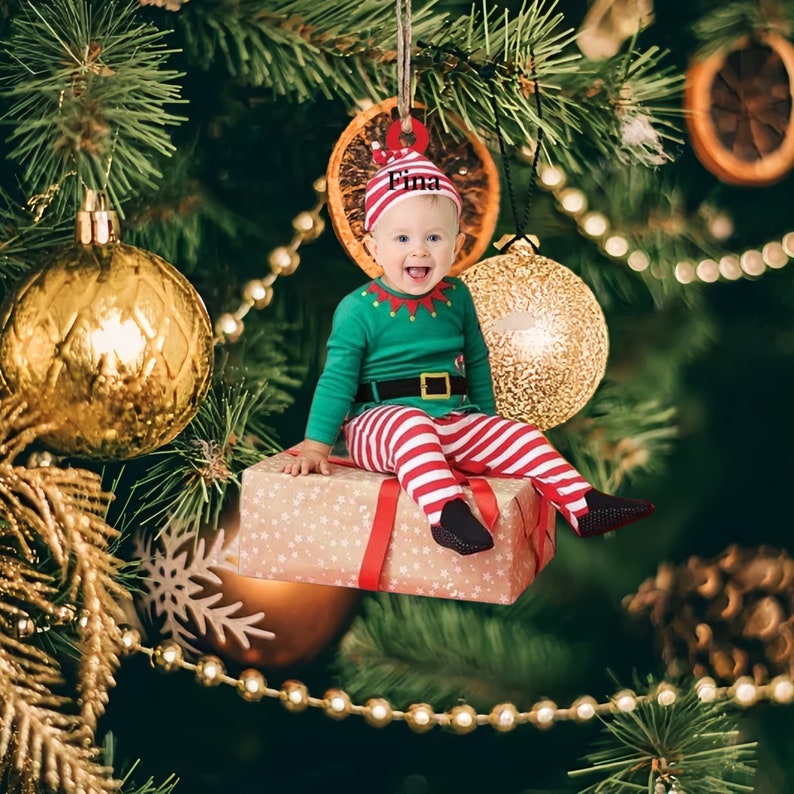 Cute Baby Ornaments - Customized Face Names - Christmas Ornaments -Newborn First Christmas -Baby Photos Christmas Ornaments -Christmas Gifts