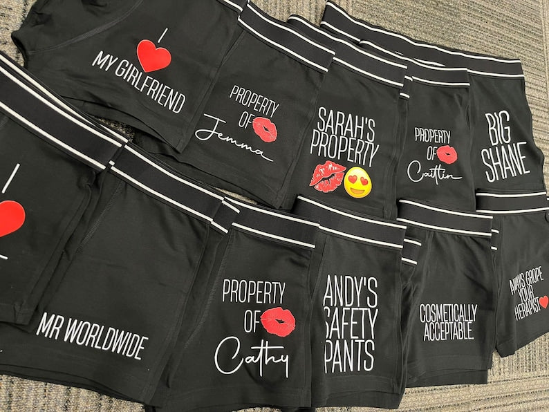 Your Text Personalised Boxer Custom Funny Men Underwear, Valentines Day Gift Boyfriend, Gift For Him, Husband Gift, Gifts For Him