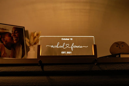 Custom Night Light for Couples - Anniversary Gifts - Romantic Gift for Couple - Names and Date - Valentines Gift Her - Wedding Gift Ideas