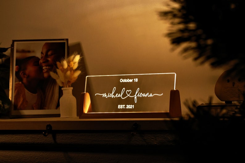 Custom Night Light for Couples - Anniversary Gifts - Romantic Gift for Couple - Names and Date - Valentines Gift Her - Wedding Gift Ideas