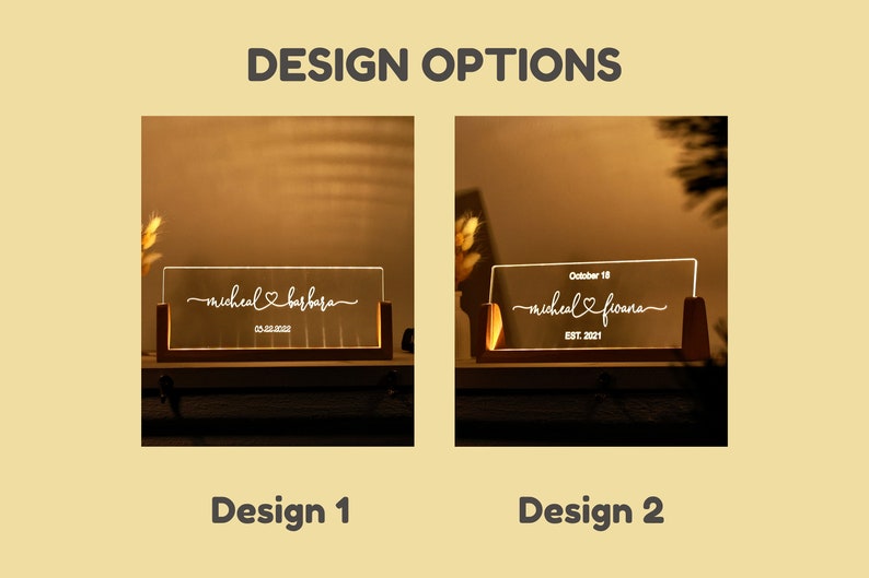 Custom Night Light for Couples - Anniversary Gifts - Romantic Gift for Couple - Names and Date - Valentines Gift Her - Wedding Gift Ideas