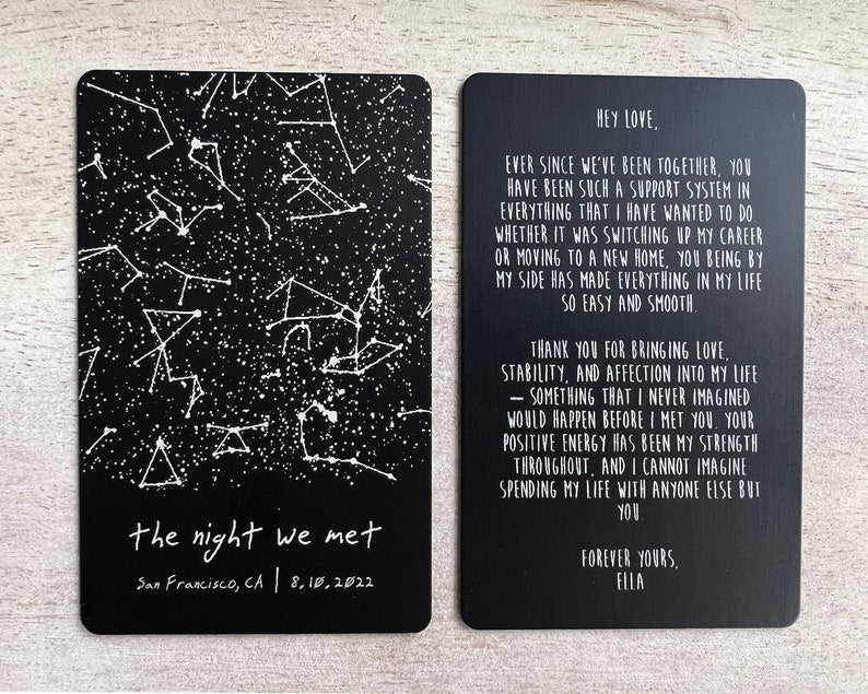 Custom Star Map Constellation Gift for Husband By Date - Voice Recording On Metal Wallet Card Insert - Unique Gift for Men