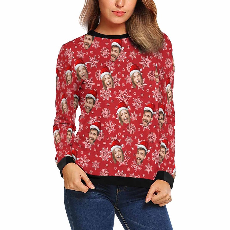 Personalized Ugly Christmas Sweater with Face for Man Women, Custom Family Photo Sweater, Picture Sweatshirt, Photo on Christmas Sweatshirt