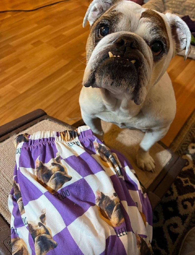 Custom Pet Portrait Pajama pants Using Pet Photo + Name Custom Dog Personalized Pajama Pants Photo Pants Dog Dad Dog Mom Gift
