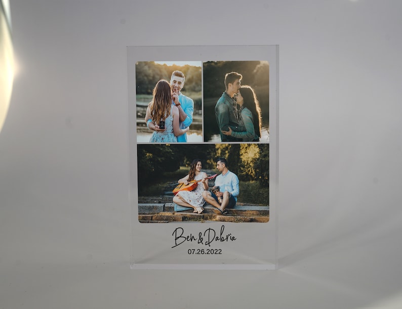 Personalised Photo Acrylic Block Plaque, Freestanding Crystal Photo Gift, Custom Anniversary Gift, Gift for Couple, Engagement Gift