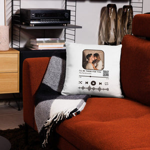 Personalized Photo Music Pillow, Scanable Song Code, Custom Cushion Cover, Couple Gift