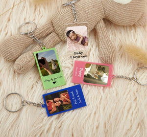 Photo Gifts, Personalised Photo Keyring, Birthday Gift for Family, Friends, Couples,Custom Message Keychain, any Photo and any Text Keychain
