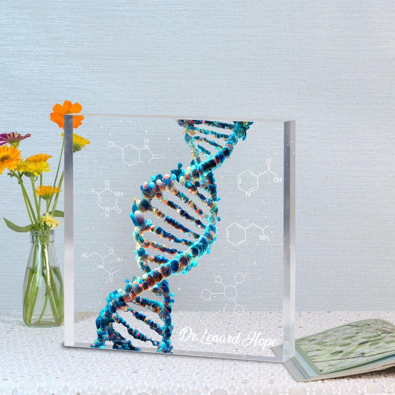 Personalized DNA Custom Shape Acrylic Blocks, Biology Science Gift For Doctor Physician, Microbiology, Biomedical, Pre-med, Chemistry Gift