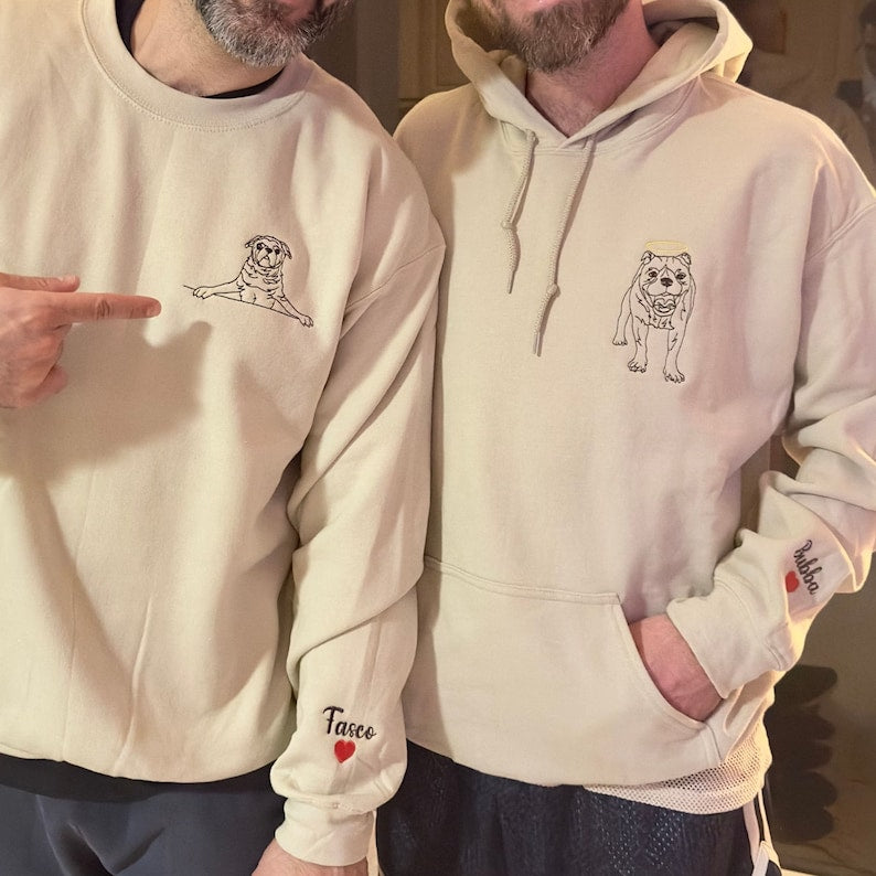 Personalized Embroidered Custom Dog Face with photo Hoodie