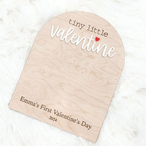 our little valentine wooden sign, baby's first valentine's day, baby feet keepsake, tiny little valentine sign