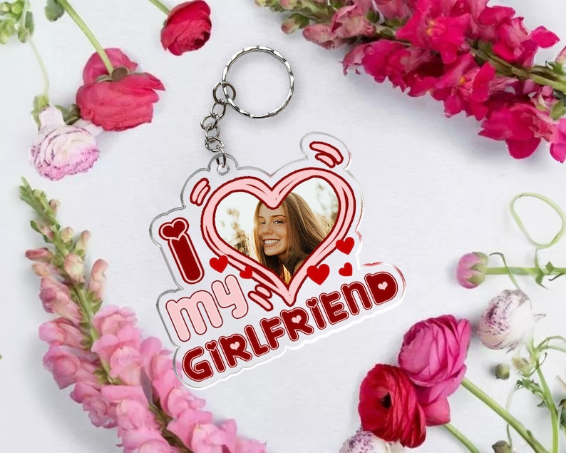 Valentine Gift for Him, Couple Photo Portrait Keychain, I Love My Girlfriend Keychain, Valentines Day Gift for Boyfriend, Anniversary Gifts