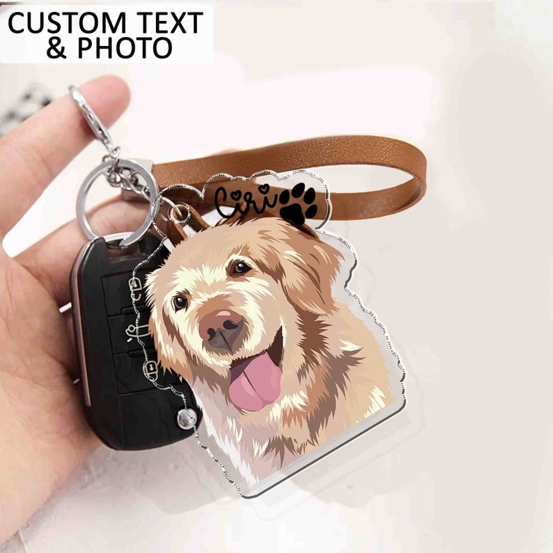 Personalized Pet Portrait Keychain, Pet Memorial Gift Portrait Keychain, Custom Photo Keychain Pet Gifts, Dog Cat Keychain For Pet Lover