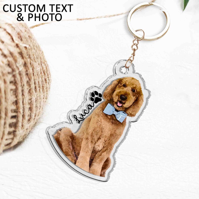 Personalized Pet Portrait Keychain, Pet Memorial Gift Portrait Keychain, Custom Photo Keychain Pet Gifts, Dog Cat Keychain For Pet Lover