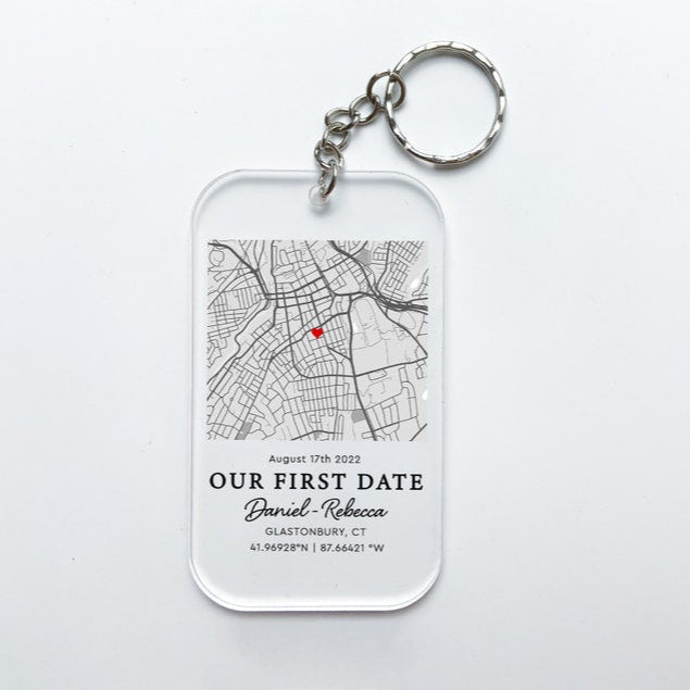 Valentines Day Gifts For Him, Personalized Map Our First Date Keychain, Custom Couple Gift, Valentine Gifts For Boyfriend, Acrylic Keychain