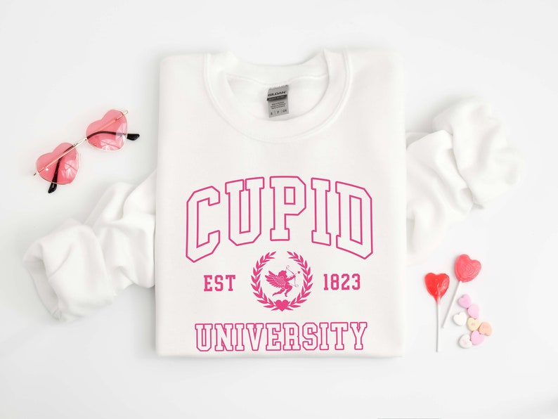 Cupid University Sweatshirt, Cute Valentine's Day Shirt, Funny College Sweatshirt, Love Crewneck Sweatshirt, Cupid Hoodie