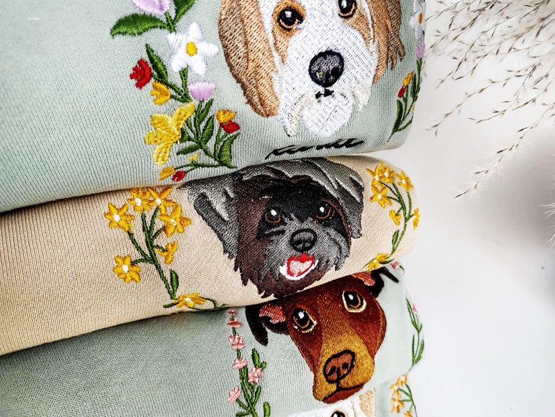 Custom Embroidered Pet From Your Photo Sweatshirt,Personalized Dog Hoodie, Pet Lover Gift