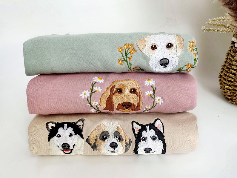 Custom Embroidered Pet From Your Photo Sweatshirt,Personalized Dog Hoodie, Pet Lover Gift