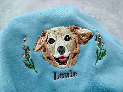 Custom Embroidered Pet From Your Photo Sweatshirt,Personalized Dog Hoodie, Pet Lover Gift