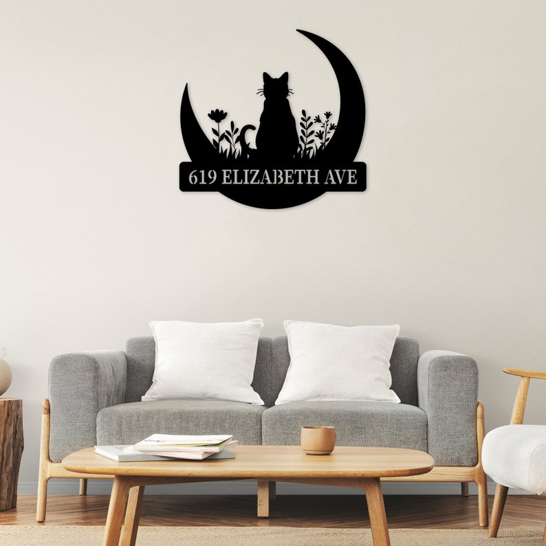 Custom House Number Metal Sign, Personalized Kitten Street Number Metal, Wall Decor Metal Sign, Street Address Plaque Metal