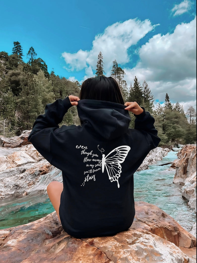 Even Though You Blew Alway Shirt, Personalized Name and Dates, Butterfly Memorial Shirt, Rest In Heaven Gift