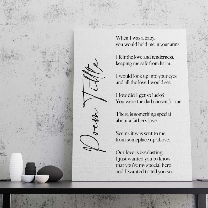 Custom Poem Canvas Print Sign Song Lyric Love Letter Inspirational Quote Wall Art, Couple Valentine Anniversary Newlywed Bridal Shower Gift