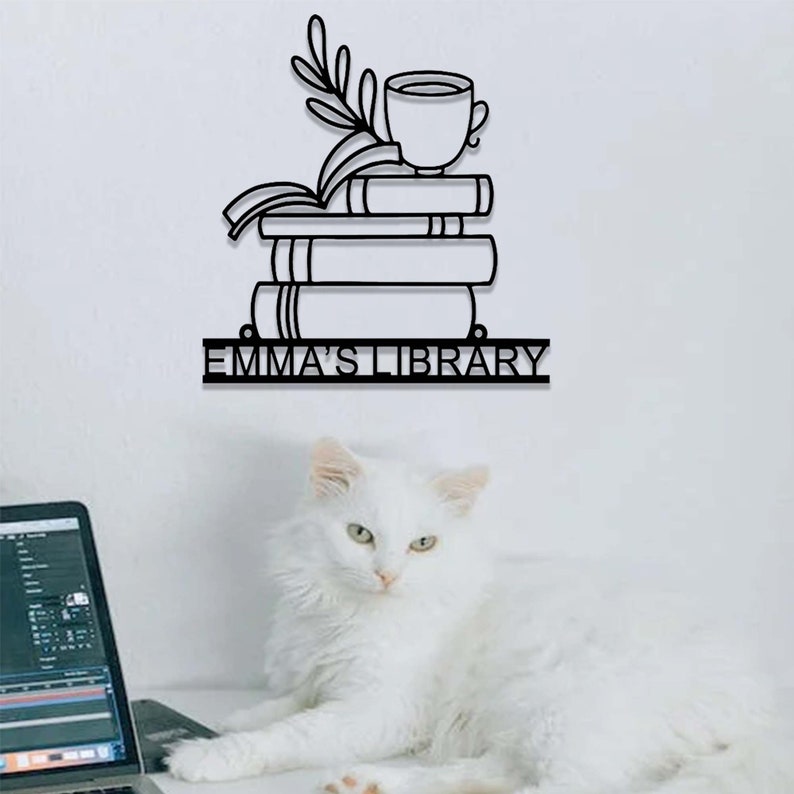 Personalized Books Metal Sign,Bookshelf Sign,Custom Library Sign,Bookworm Sign,Book Club Decor,Reading Room Sign,Books Metal Wall Art