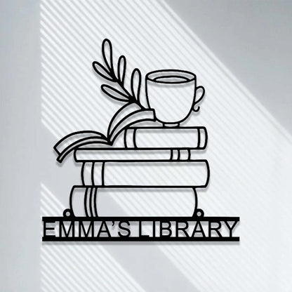 Personalized Books Metal Sign,Bookshelf Sign,Custom Library Sign,Bookworm Sign,Book Club Decor,Reading Room Sign,Books Metal Wall Art