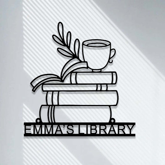 Personalized Books Metal Sign,Bookshelf Sign,Custom Library Sign,Bookworm Sign,Book Club Decor,Reading Room Sign,Books Metal Wall Art