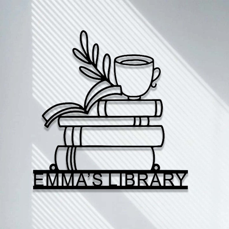 Personalized Books Metal Sign,Bookshelf Sign,Custom Library Sign,Bookworm Sign,Book Club Decor,Reading Room Sign,Books Metal Wall Art