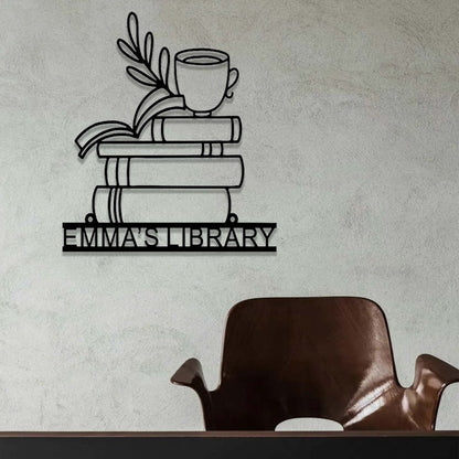 Personalized Books Metal Sign,Bookshelf Sign,Custom Library Sign,Bookworm Sign,Book Club Decor,Reading Room Sign,Books Metal Wall Art