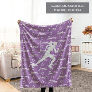 Personalized Softball Blanket for Daughter, Grandkids, Bestie, Teammate, Custom Girls' Sports Blanket Throw, Customize Girl Sports Gift