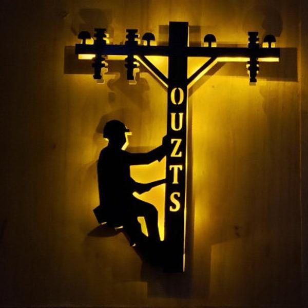 Lineman LED sign, Handmade Lineman Gift, Custom Neon sign, Journeyman, 3D Line-worker Custom Wall decoration, IBEW wall sign,