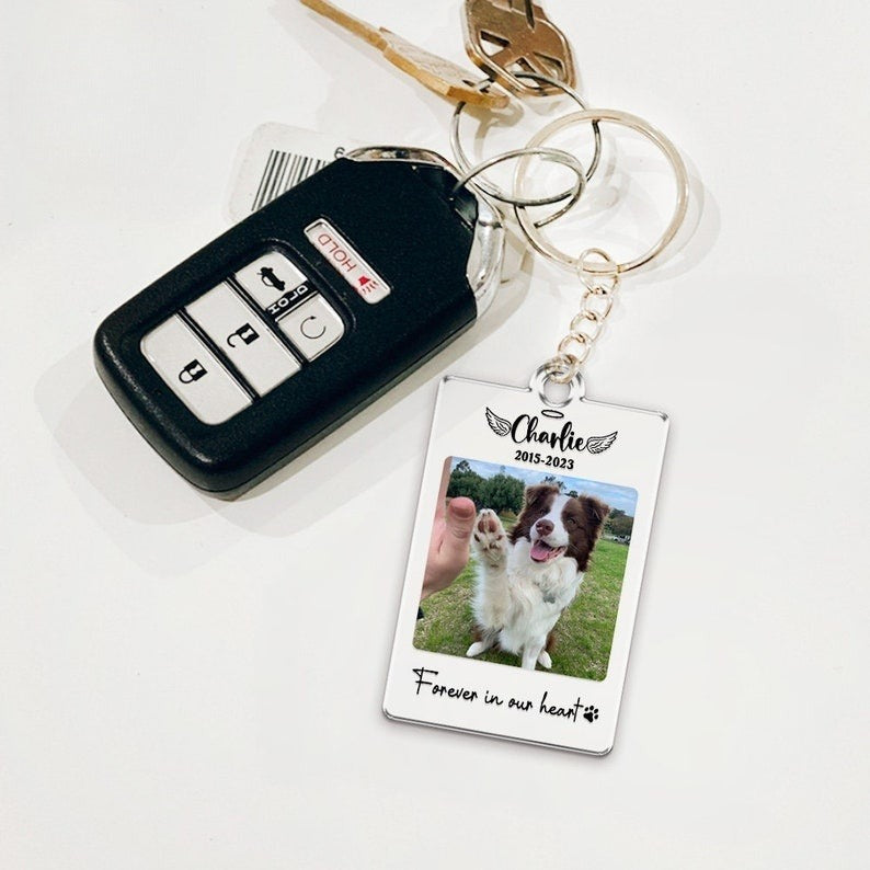 Custom Pet Memorial Keychain, Acrylic Keychain, Dog Photo, Personalized Dog Keychain, Custom Dog Portrait Keyring, Dog Dad Dog Mom Gifts