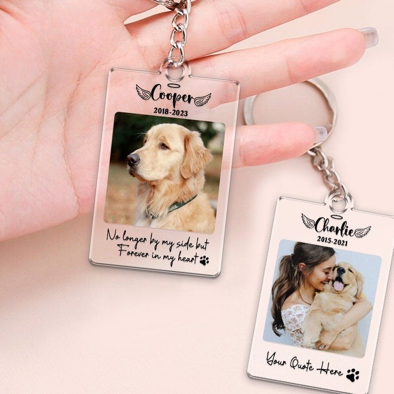 Custom Pet Memorial Keychain, Acrylic Keychain, Dog Photo, Personalized Dog Keychain, Custom Dog Portrait Keyring, Dog Dad Dog Mom Gifts