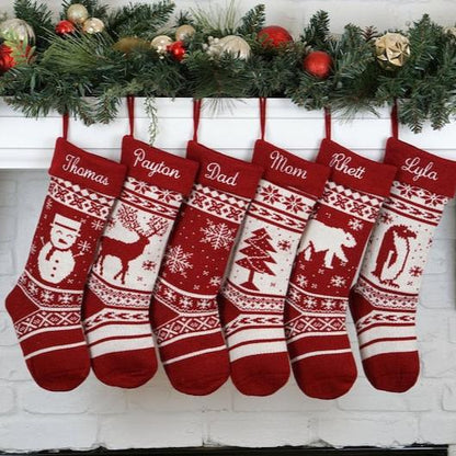 Christmas Stockings Knit Holiday D cor stocking Christmas D cor Personalized Dog Stocking custom stockings Farmhouse Christmas Holiday red