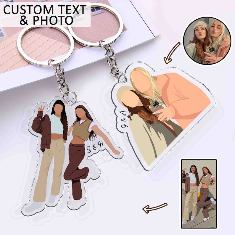 Personalized Best Friends Photo Keychain, Custom Portrait Keychain, Galentine Day Gift For Best Friends, Gift for Besties, Sister Gifts il_794xN.5656798573_f1xo.jpg