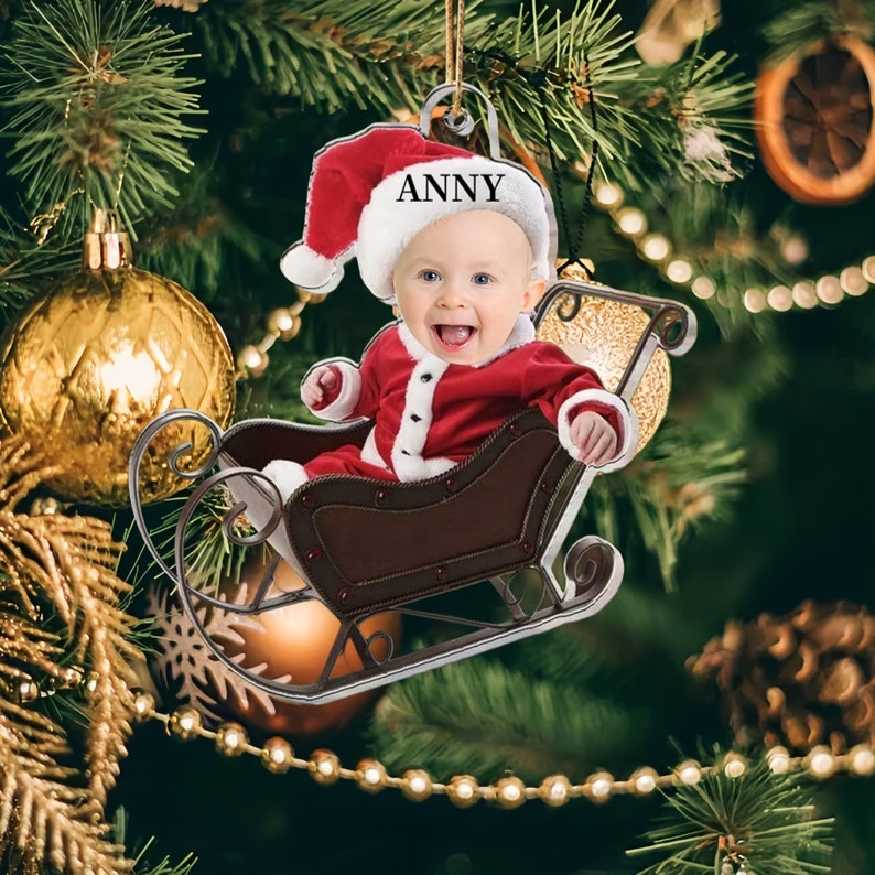 Cute Baby Ornaments - Customized Face Names - Christmas Ornaments -Newborn First Christmas -Baby Photos Christmas Ornaments -Christmas Gifts