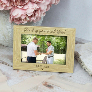 Personalised Wooden Picture Frame, Engraved Text Date Names, Wedding Picture Frame, Couples Housewarming, Anniversary, Valentine's Day Gift