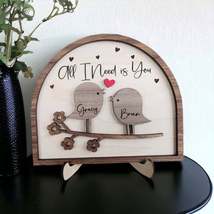 Love Birds Personalized Couple Wooden Sign, Valentines Day Gift For Her/Him, Couple Names Sign, Anniversary Couple Gift,Birthday Couple Gift